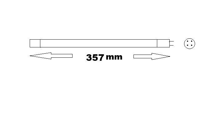 Lampe UV-C T5 40W Amalgame Aquaforte modèle court Pied speciale BLANC, 4p base E longueur de la lampe uv de bout en bout = 35,7 cm (357mm)