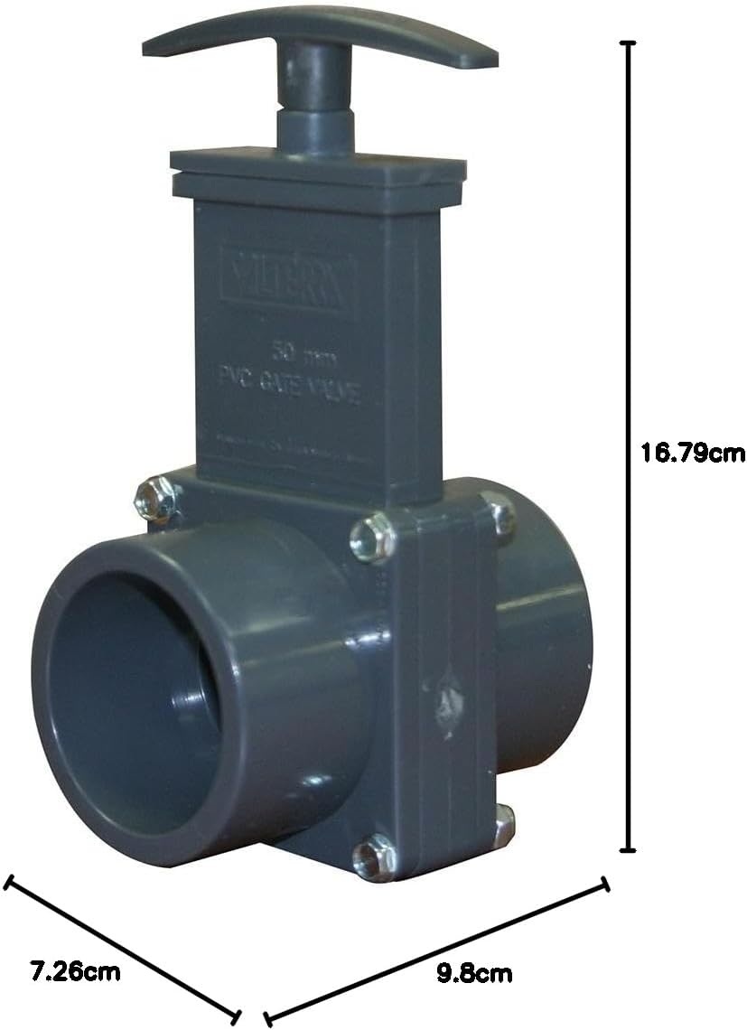 Schuifafsluiter pvc 50mm Valterra lijmverbinding guillotine schuifkraan