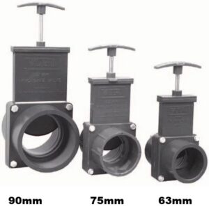 Schuifafsluiter pvc 90mm Valterra lijmverbinding guillotine afsluiter wordt aanbevolen voor zwaardere toepassingen