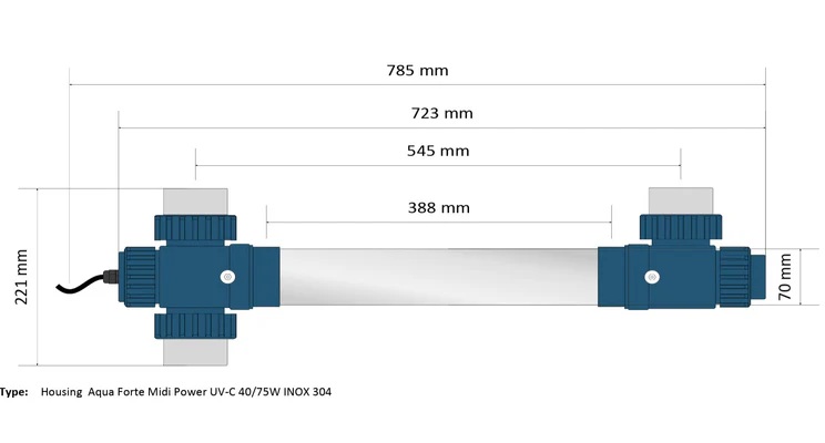 Boîtier pour filtre UV-c modèle court