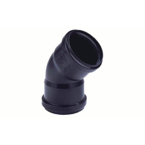Coude PP noir 45° diam 75 mm