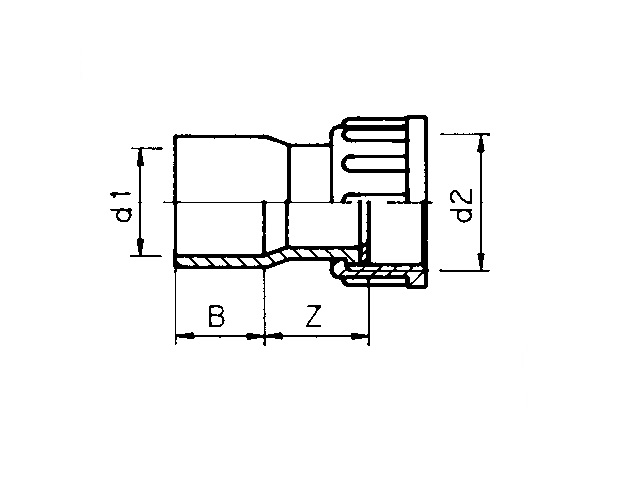 Raccord 63mm x2" bipartite (+ joint) PVC pression