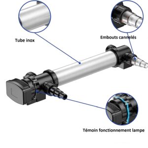 Filtre uv 55w inox AQUAFORTE SUV, stérilisateur uvc inox pour bassin