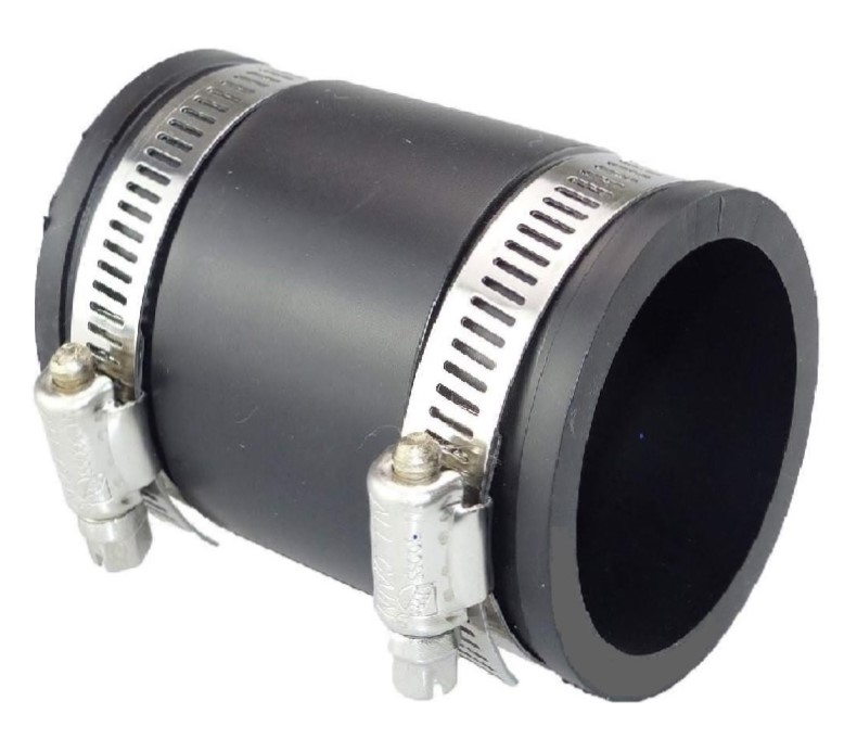 pvc flexibele Mof (sok) 4”- Ø110mm elastomeer zwart 2x mof (sok) met slangklem flexibele koppeling rubber fitting