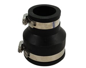 pvc flexibele verloopmof (sok) 110mmx90mm  4”x3” elastomeer zwart 2x mof (sok) met slangklemmen flexibele rechte rubber reductiemof verloopfitting
