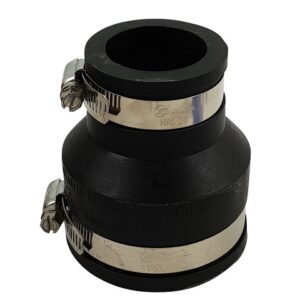 pvc flexibele verloopmof (sok) 110mmx90mm  4”x3” elastomeer zwart 2x mof (sok) met slangklemmen flexibele rechte rubber reductiemof verloopfitting