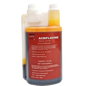 ACRIFLAVINE HCL 5% 1L voor vissen en duiven, behandeling schimmels en parasieten bij vissen, behandeling schimmel, trichomonas, en luchtweginfecties duiven