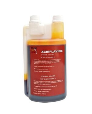 ACRIFLAVINE HCL 5% 1L voor vissen en duiven, behandeling schimmels en parasieten bij vissen, behandeling schimmel, trichomonas, en luchtweginfecties duiven