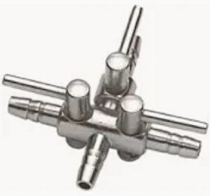Luchtverdeler 3/6 mm (3 uitgangen - met kraan) in RVS