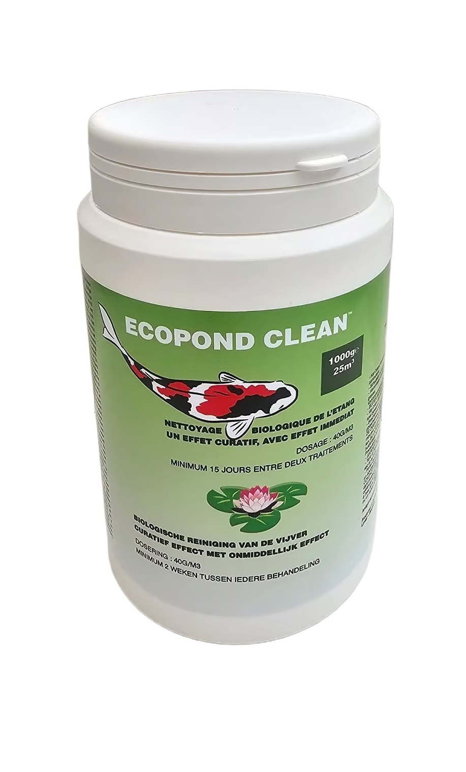 EcoPond Clean 520g (alternatief voor BioBooster+ 12000) water conditioner voor de behandeling van 13m3 stimuleert het vijverleven met een onmiddellijk zichtbare werking, vernietigt algen (anti algen) en vermindert organische vervuiling.