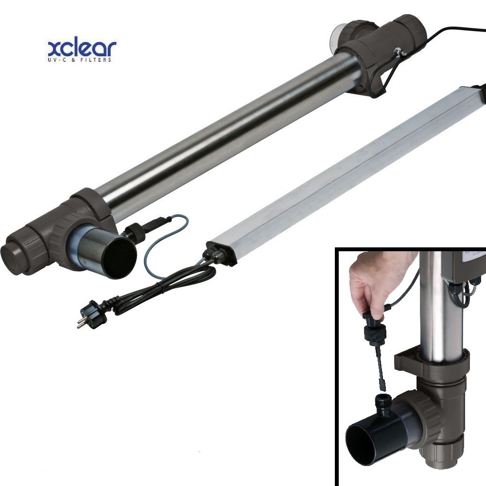UV-C Filter XCLEAR TECH 130w AMALGAAM rvs UV-c toestel voor zwembad. Apparaat met 35% meeropbrengst tegen redelijke prijs Zeer geschikt en aanbevolen voor elk zwembad