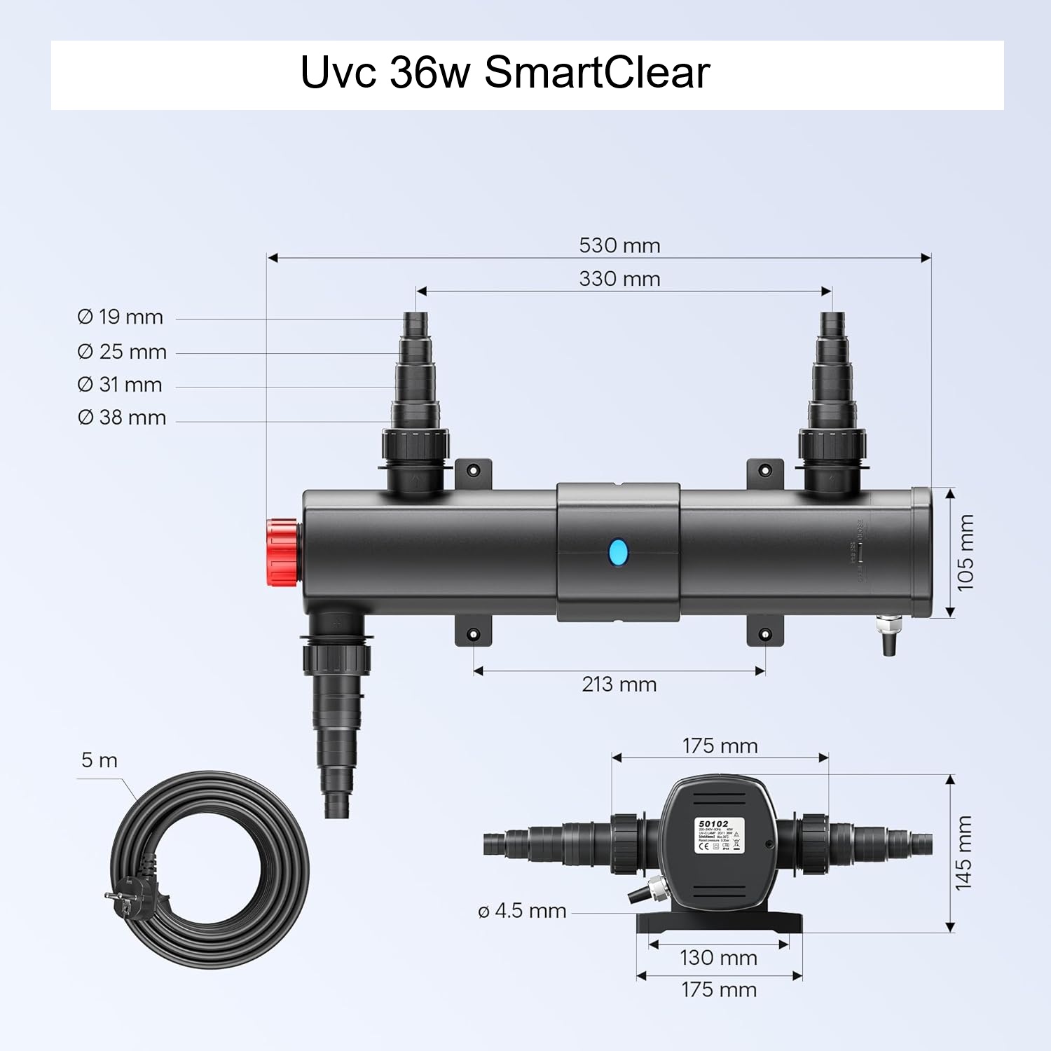 Filtre bassin Biologique SmartClear MBF550 SET = Filtre bassin + filtre Uvc 36w + Pompe bassin + tuyau.